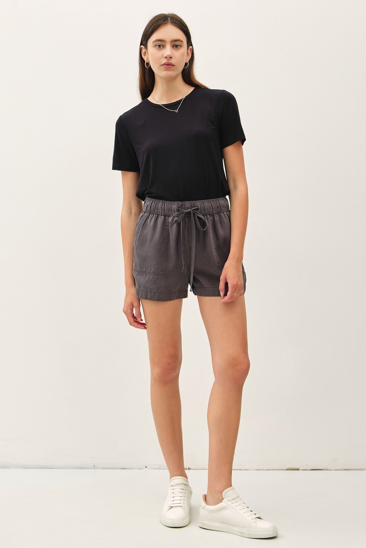 Charcoal Pull On Maternity Short