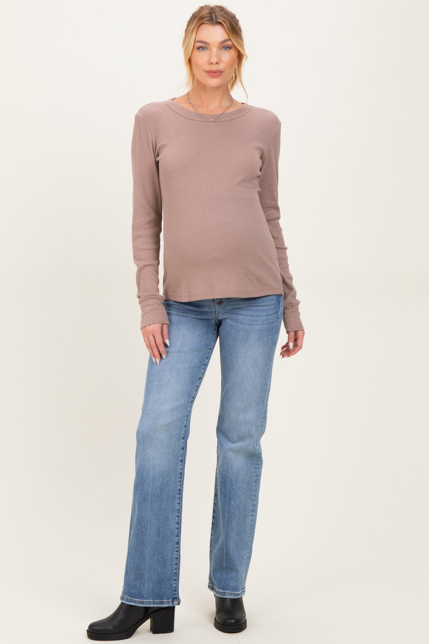 Blue Medium Wash Straight Leg Maternity Jeans