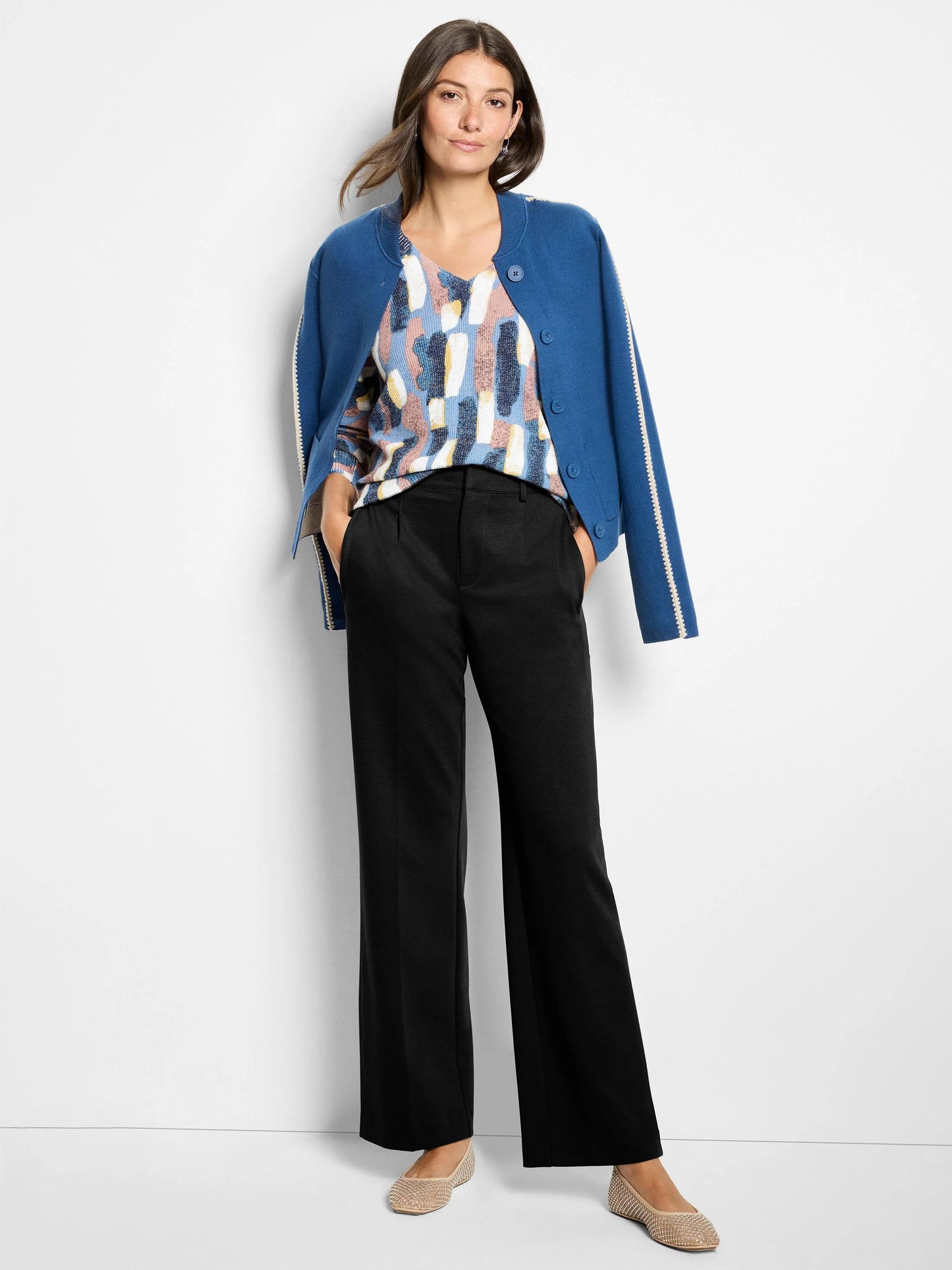 Drapey Ponte Wide Leg Trouser