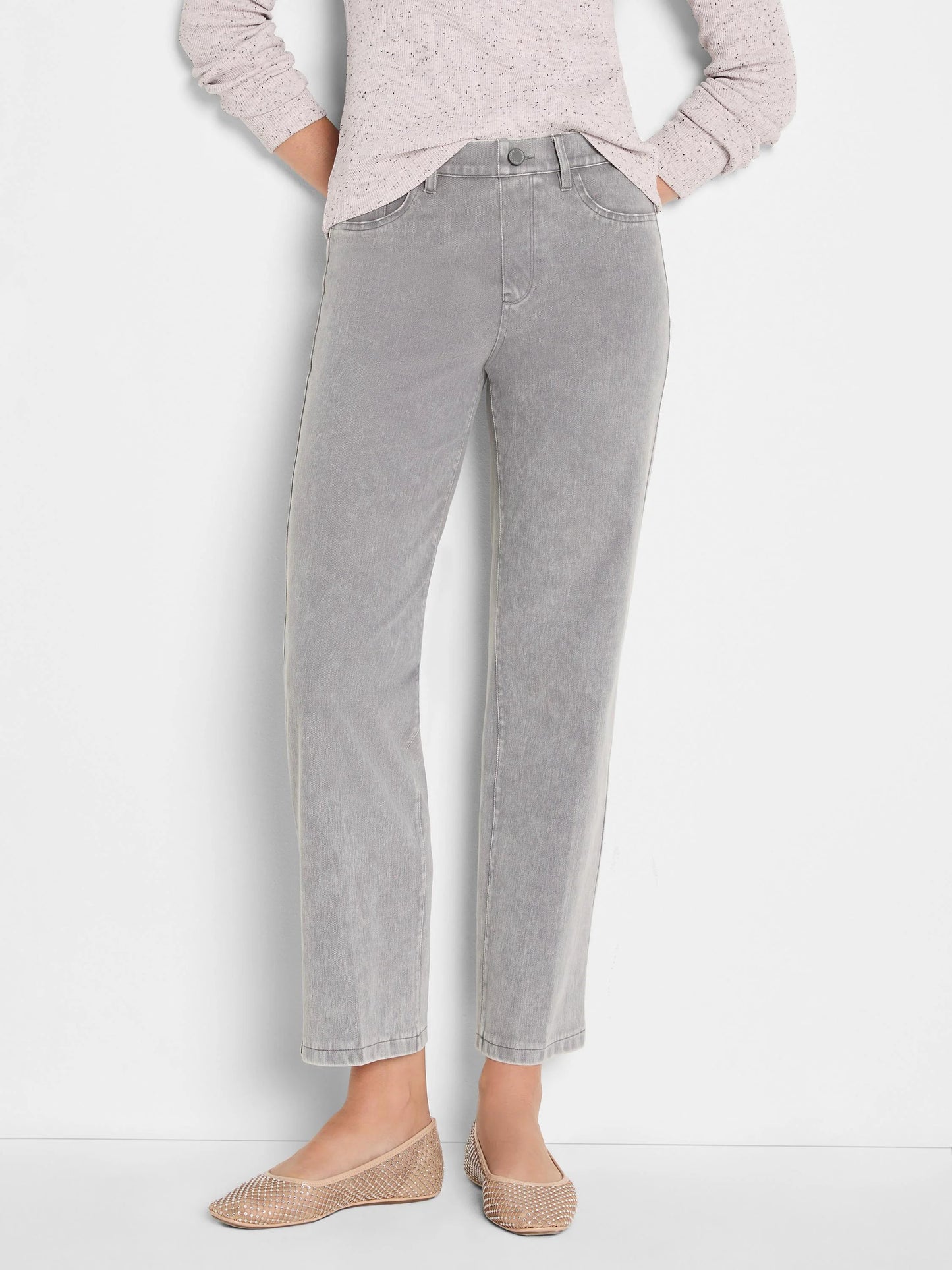 Recess Straight Knit Ankle Pull On Jeans