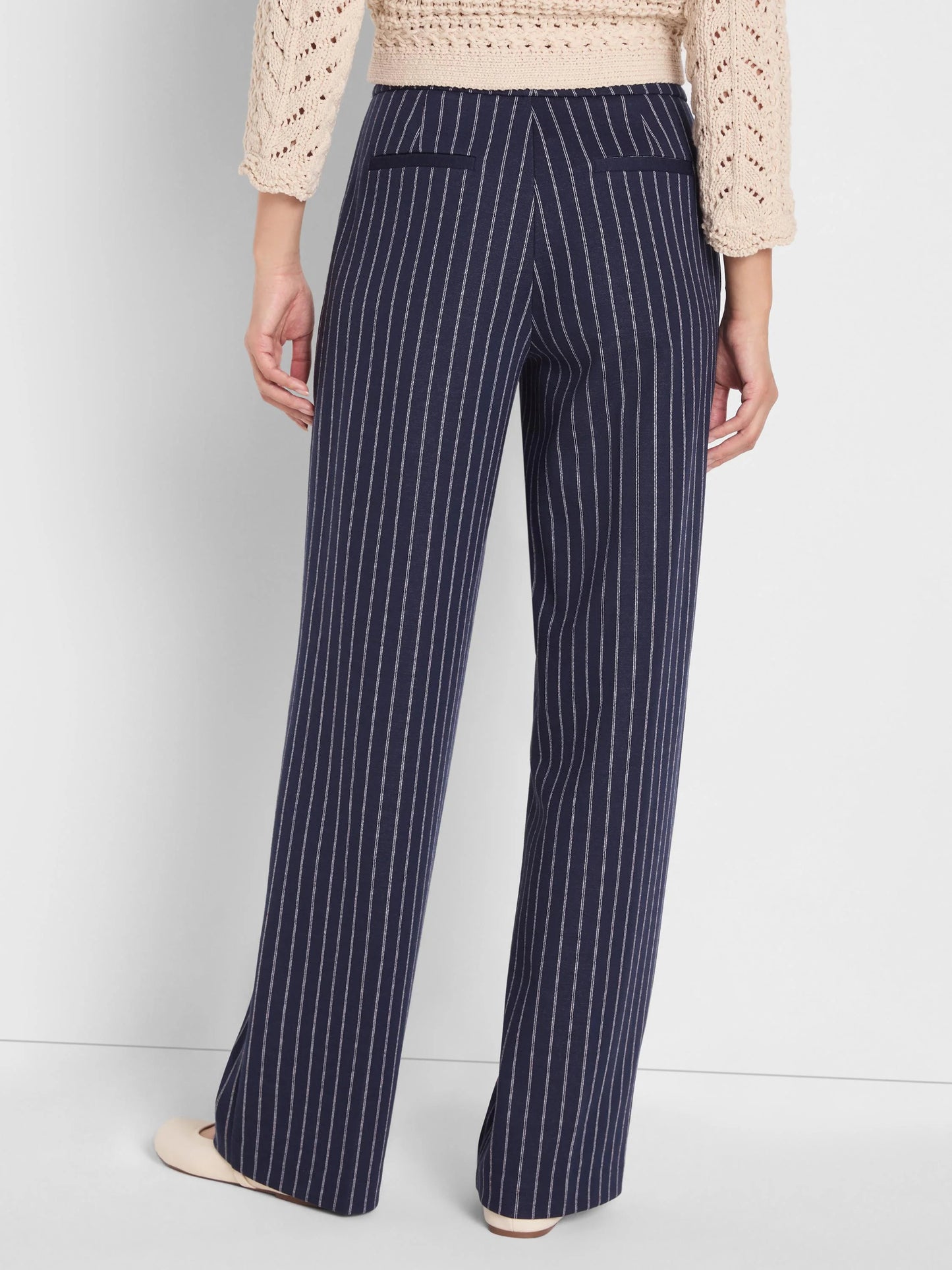 Pinstripe Knit Lenox Wide Leg Pant
